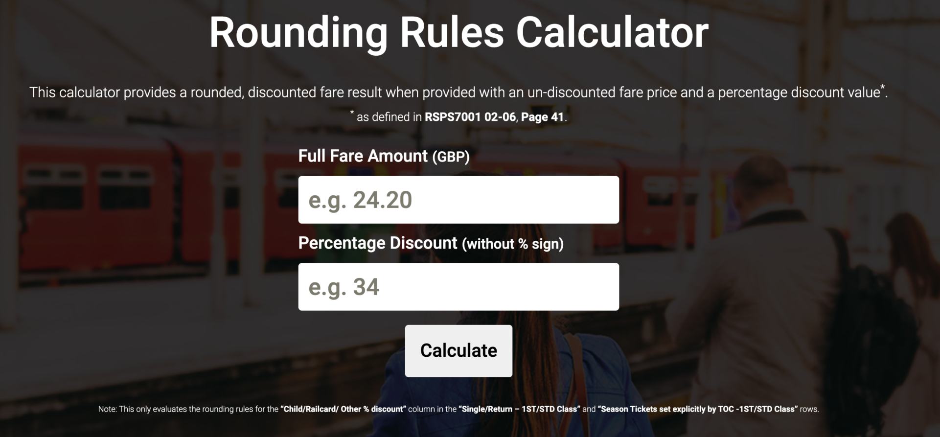 Rounding Rules Fare Discount Calculator